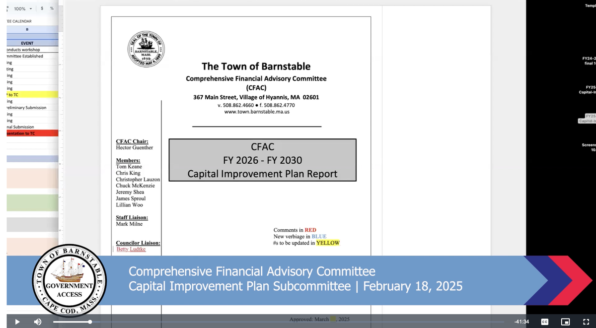 Comprehensive Financial Advisory Committee Capital Improvement Plan Subcommittee | Feb. 18, 2025